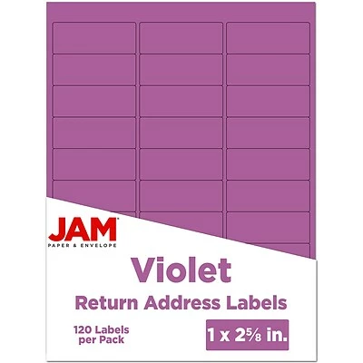 Coupon 👍 JAM Paper Laser/Inkjet Mailing Address Label, 1" X 2 5/8", Purple, 30 Labels/Sheet, 4 Sheets/Pack (302725788) 😍