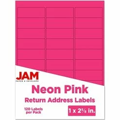 Best deal 😍 JAM Paper Laser/Inkjet Mailing Address Labels, 1 X 2 5/8, Neon Pink, 120 Labels/Pack (354328011) 🥰