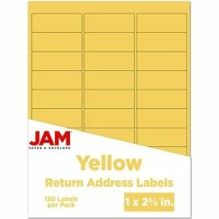 Wholesale 🔥 JAM Paper Laser/Inkjet Mailing Address Label, 1" X 2 5/8", Yellow, 30 Labels/Sheet, 4 Sheets/Pack (302725801) 👍