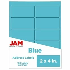Flash Sale ✔️ JAM Paper Laser/Inkjet Shipping Address Labels, 2" X 4", Blue, 10 Labels/Sheet, 12 Sheets/Pack (302725768) 😉