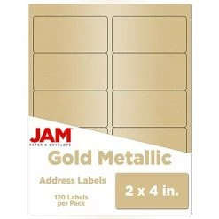 Hot Sale 😉 JAM Paper Laser/Inkjet Shipping Address Labels, 2" X 4", Gold Metallic, 10 Labels/Sheet, 12 Sheets/Pack (40732538) 🎉
