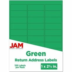 Cheap 🧨 JAM Paper Laser/Inkjet Mailing Address Label, 1" X 2 5/8", Green, 30 Labels/Sheet, 4 Sheets/Pack (302725772) 🛒