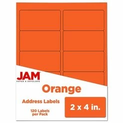 New 🌟 JAM Paper Laser/Inkjet Shipping Address Labels, 2" X 4", Orange, 10 Labels/Sheet, 12 Sheets/Pack (302725784) ✨
