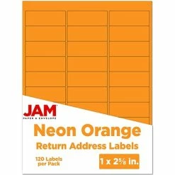 Best Pirce 👍 JAM Paper Laser/Inkjet Mailing Address Labels, 1" X 2 5/8", Neon Orange, 30 Labels/Sheet, 4 Sheets/Pack (35432814) ❤️