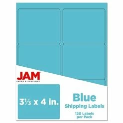 Promo 🔥 JAM Paper Laser/Inkjet Address Label, 4" X 3 3/8", Blue, 6 Labels/Sheet, 12 Sheets/Pack (302725770) 🔔