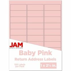 New 😀 JAM Paper Laser/Inkjet Mailing Address Label, 1" X 2 5/8", Baby Pink, 30 Labels/Sheet, 4 Sheets/Pack (4052895) ❤️