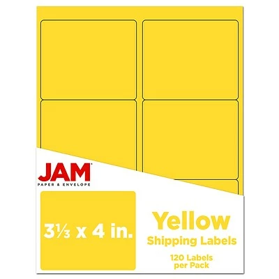 Deals 🧨 JAM Paper Laser/Inkjet Address Label, 4" X 3 3/8", Yellow, 6 Labels/Sheet, 12 Sheets/Pack (302725803) 💯