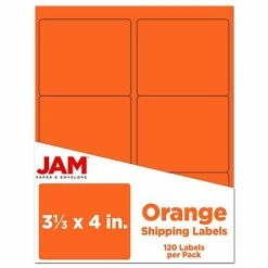 New 🌟 JAM Paper Laser/Inkjet Address Label, 4" X 3 3/8", Orange, 6 Labels/Sheet, 12 Sheets/Pack (302725786) 🛒