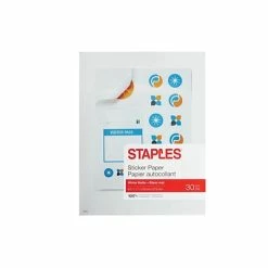 New 💯 Copy & Printer Paper Staples Sticker Paper, 8.5"W X 11"H, White Matte, 30/Pack (70972) 🎁
