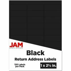 Budget ⌛ JAM Paper Laser/Inkjet Mailing Address Labels, 1" X 2 5/8", Black, 30 Labels/Sheet, 4 Sheets/Pack (302228592) ⭐