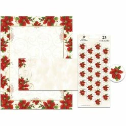 Cheapest ⌛ Fun Paper Letterhead; Seasonal Great Papers® Holiday Stationery Kit Poinsettia Swirl, 25/Count 🤩