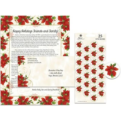 Cheapest ⌛ Fun Paper Letterhead; Seasonal Great Papers® Holiday Stationery Kit Poinsettia Swirl, 25/Count 🤩 - Image 2
