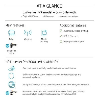 Top 10 😉 Printers HP LaserJet Pro 3001dwe Wireless Black & White Printer With HP+ Smart Office Features, Bonus 3 Months Instant Ink (3G650E#BGJ) ✔️ - Image 5