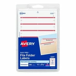 Promo 🛒 Avery Laser/Inkjet File Folder Labels, 2/3" X 3 7/16", Dark Red, 252/Pack (5201) 👍