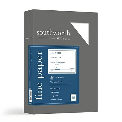 Cheapest ✨ Stationery Southworth 8.5"W X 11"L Laser Paper, 24 Lbs., 95 Brightness, 500/Box (31-724-10) 😀